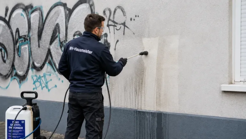 Graffiti an einer Fassade entfernen
