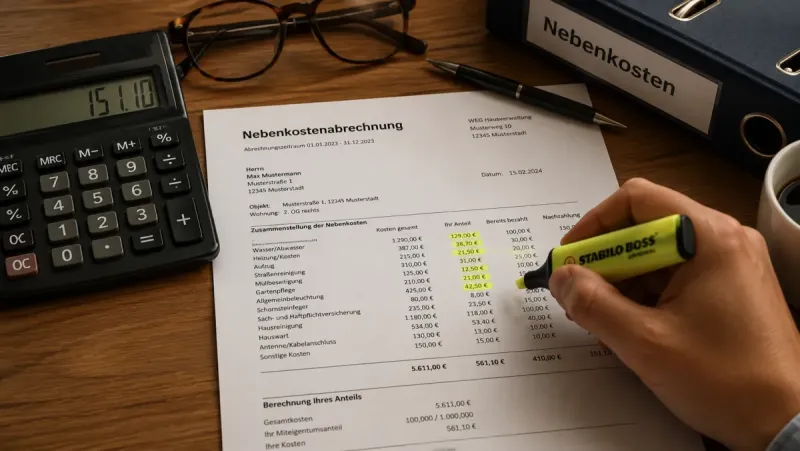 Nebenkostenabrechnung prüfen Checkliste